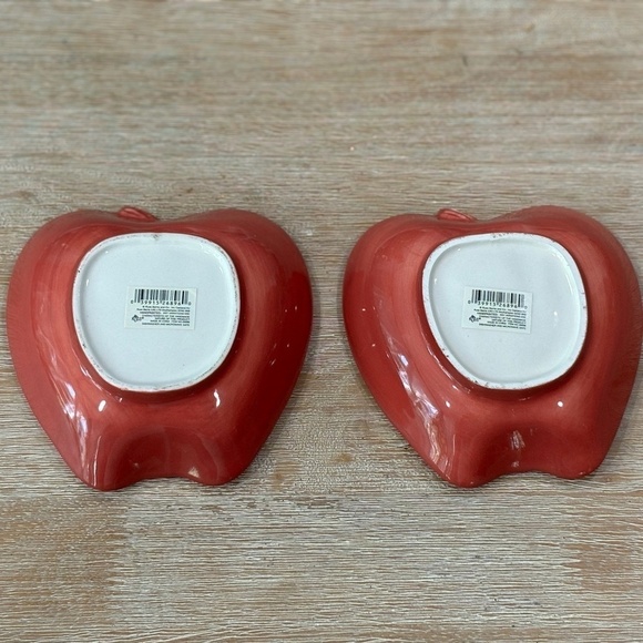 Vintage Y2K Russ Berrie Hand Painted Ceramic Apples Trinket Trays, Set of 2 - Picture 6 of 6